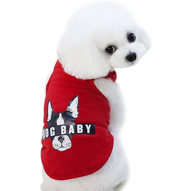 Pet Dog Shirts Comfy Cotton Tee Shirt Clothes for Small Dogs Medium Designer Sleep Play Dog 1Pcs S Red