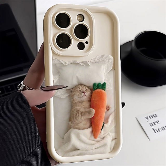 Funny Cute Cat Animal Case For iPhone 15 Pro Max Case iPhone 11 12 13 14 Pro Max X XR XS Max 7 8 15 Plus Camera Protection Cover