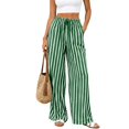 thumbnail image 4 of Endives Women's Wide Leg Pants Casual Striped Baggy Trousers Elastic High Waisted Slacks Drawstring Flowy Palazzo Pants for Women With Pocket Beach Vacation Outfits Green M, 4 of 6