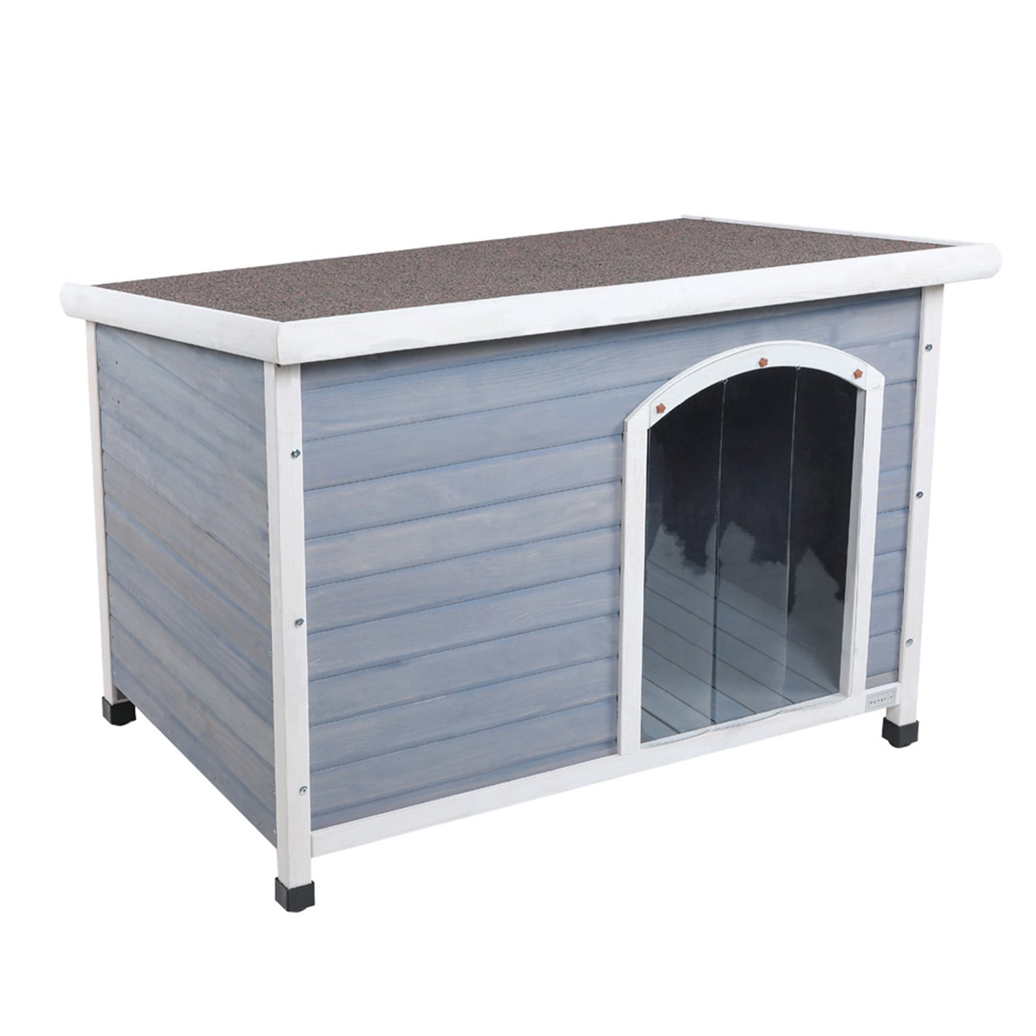 Pefilos 49" Wood Dog Houses for Large Dogs with Terrace and Clear Roof, Outdoor Weatherproof Pet Cat House with An Open Roof, Elevated Floor, Beige Pefilos 49" Wood Dog Houses for Large Dogs with Terrace and Clear Roof, Outdoor Weatherproof Pet Cat House with An Open Roof, Elevated Floor, Beige