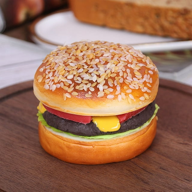 Simulación de modelo de pastel de hamburguesa, pan falso, juguetes de comida, accesorios de comida, decoración de tienda