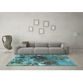 thumbnail image 3 of Ahgly Company Indoor Round Oriental Light Blue Industrial Area Rugs, 4' Round, 3 of 4