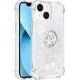 thumbnail image 3 of Glitter Clear Sparkly Bling Case for Apple iPhone 15, Flowing Liquid Quicksand Cover with Diamond Ring Holder Case for iPhone 15  Colorful, 3 of 13