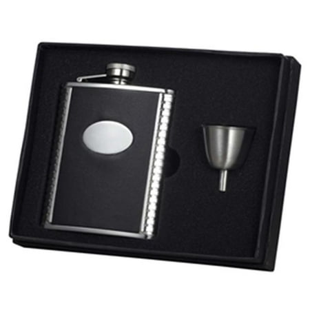 

Visol VSET111 Tux Ribbed Design Leather 6oz Flask Gift Set