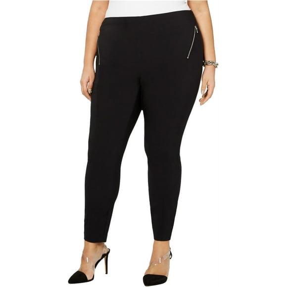 INC Womens Ponte-Knit Leggings Casuales, Negro, 20W