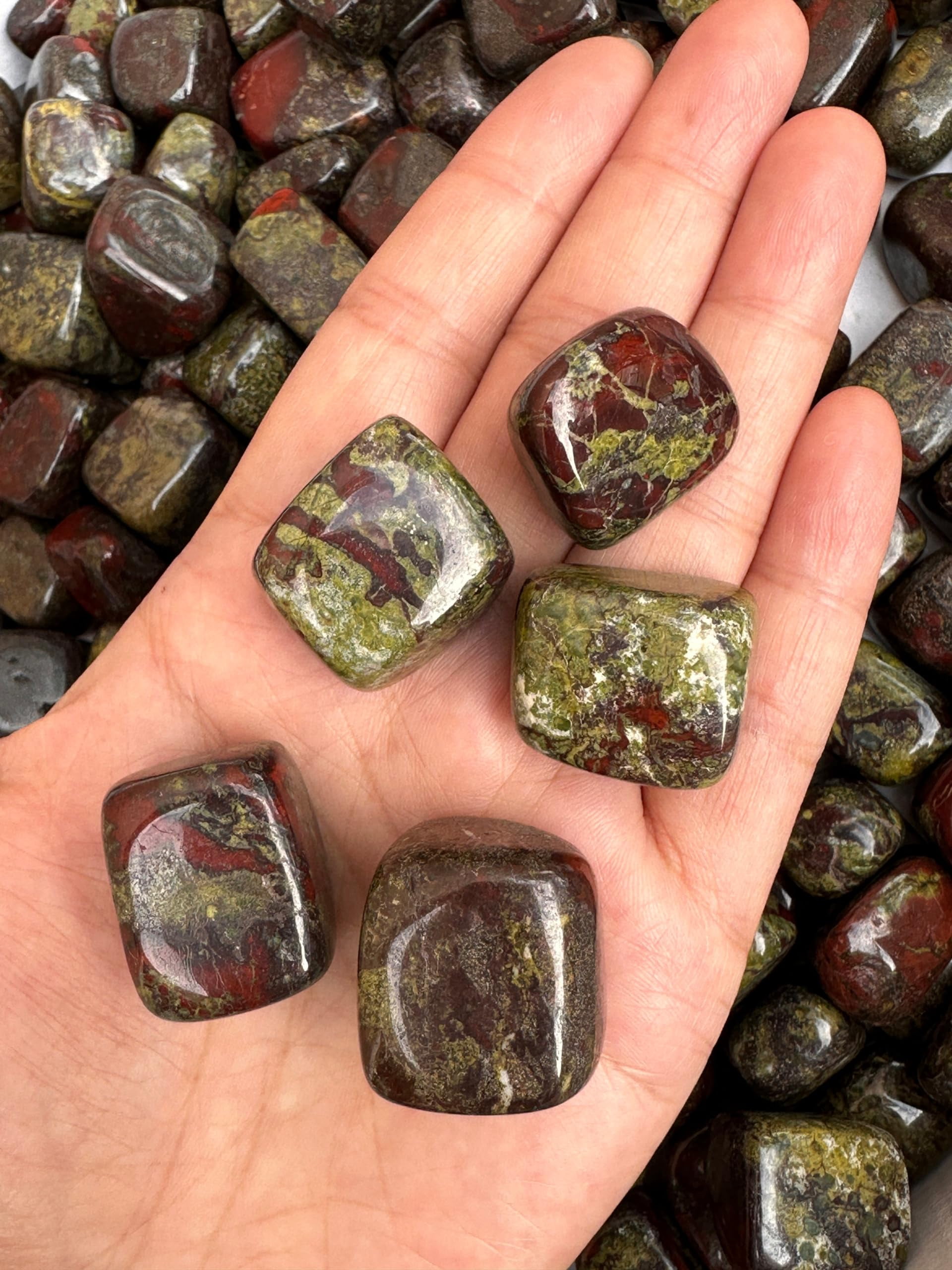 Dragon Blood Jasper Tumbled Stones, Polished Dragon Blood Jasper Gemstone, Dragon Blood Jasper Healing Crystals (Dragon Blood Jasper, 1 Pound)