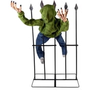 Haunted Hill Farm 4.4 ft Voice-Sensor Impaled Zombie Halloween Animatronic, HHIMPZOMB-1FLSA
