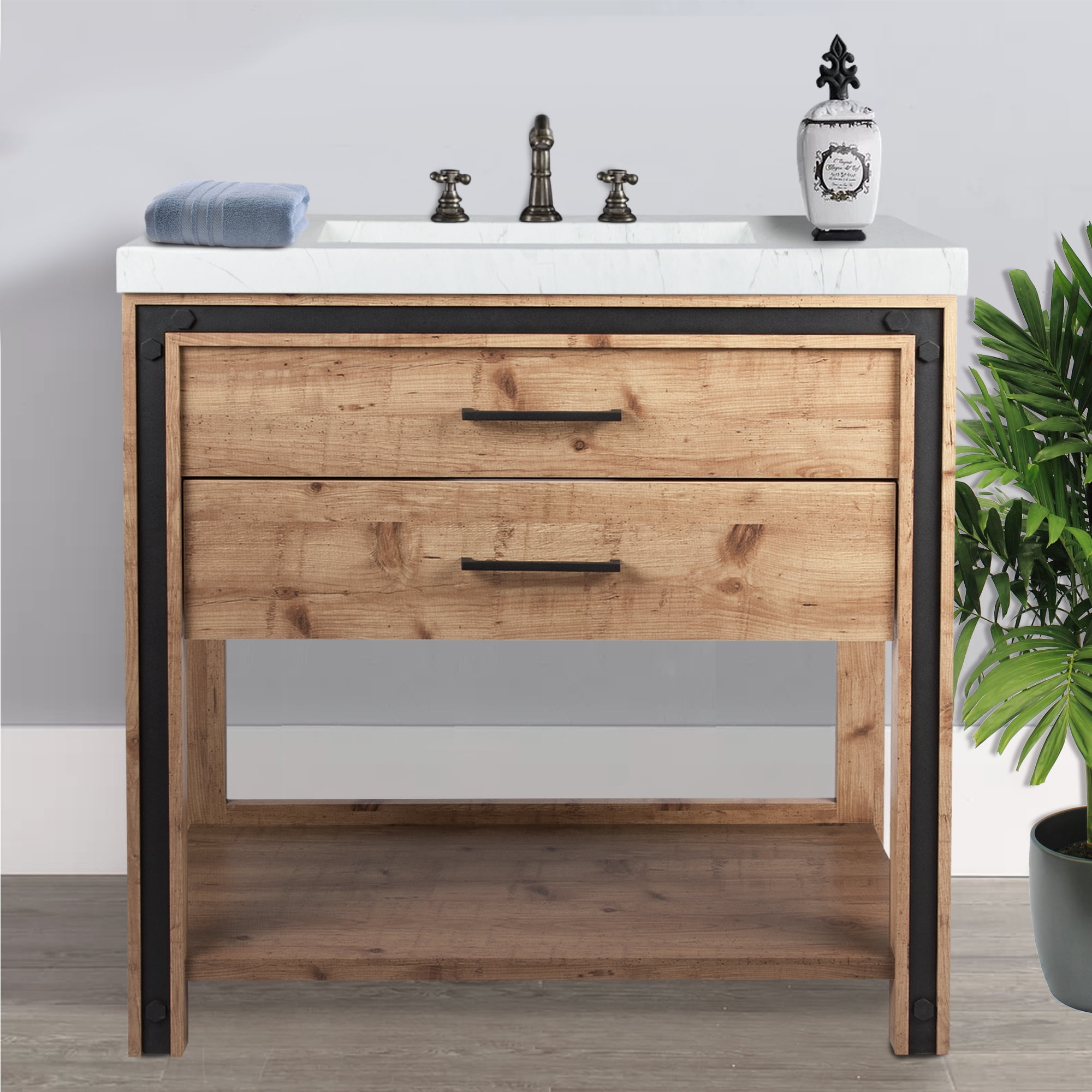 Incadozo 36" FreeStanding Vanity Sink with Faux Marble Top