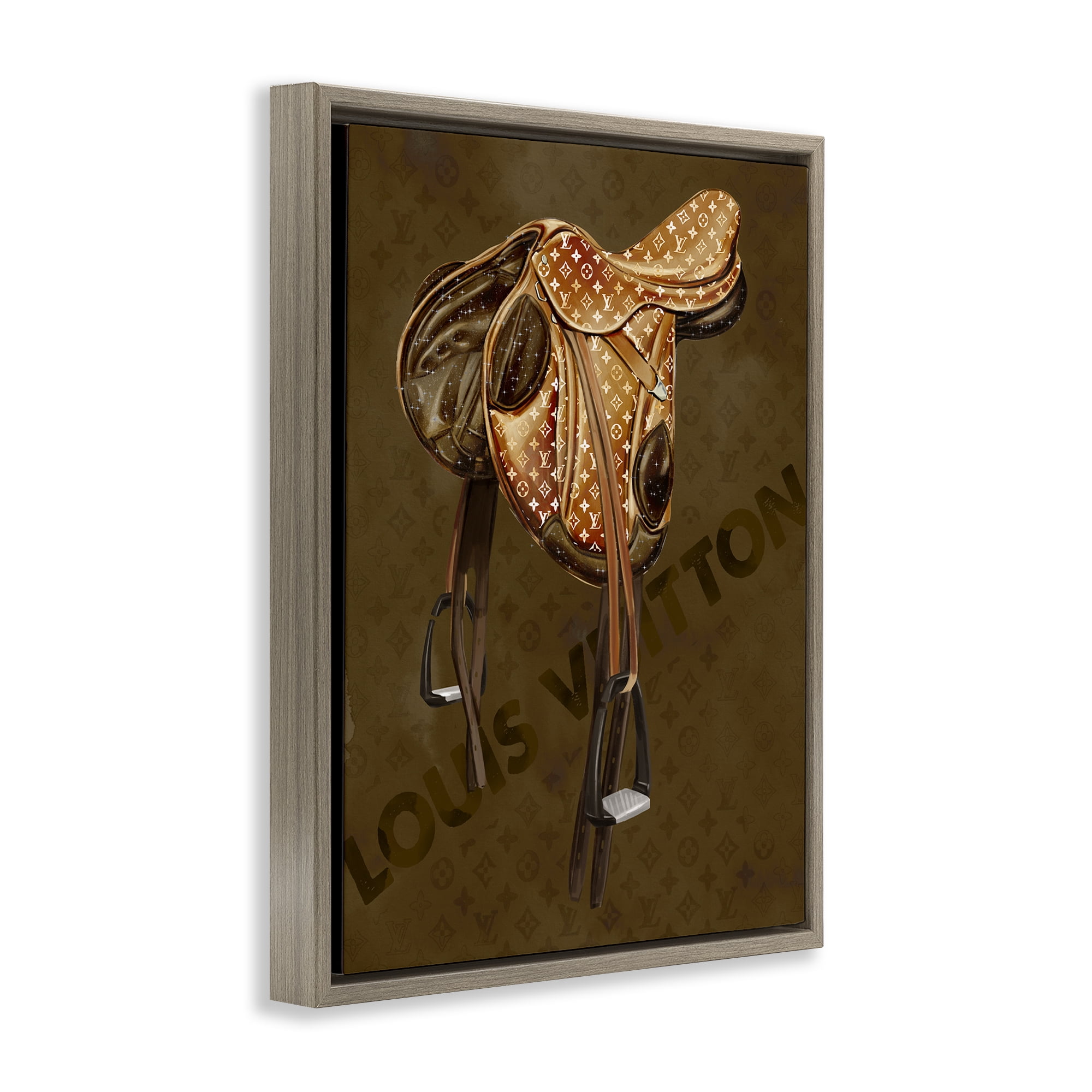 Stupell Industries Glam Patterned Saddle Beauty & Fashion Painting Brown Floater Framed Art Print Wall Art, 25 x 31