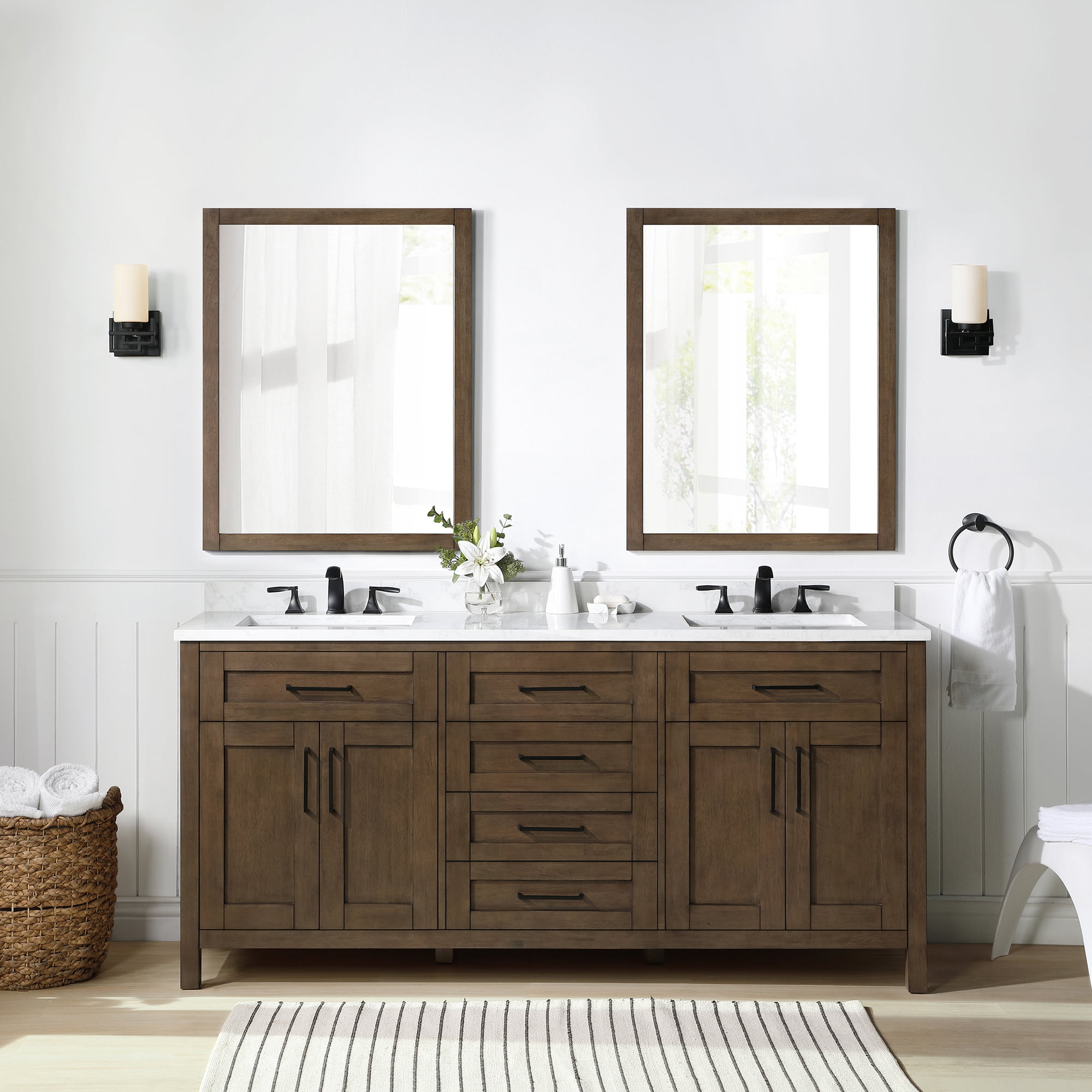 OVE Decors Tahoe 72 in. Almond Latte Vanity with 2 Mirrors included ...