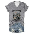 thumbnail image 4 of Tops for Women Vintage Western Cowgirl Graphic Printed Short Sleeved Tee Shirts Summer Casual V-Neck Loose Fit Pullover Blouses, 4 of 4