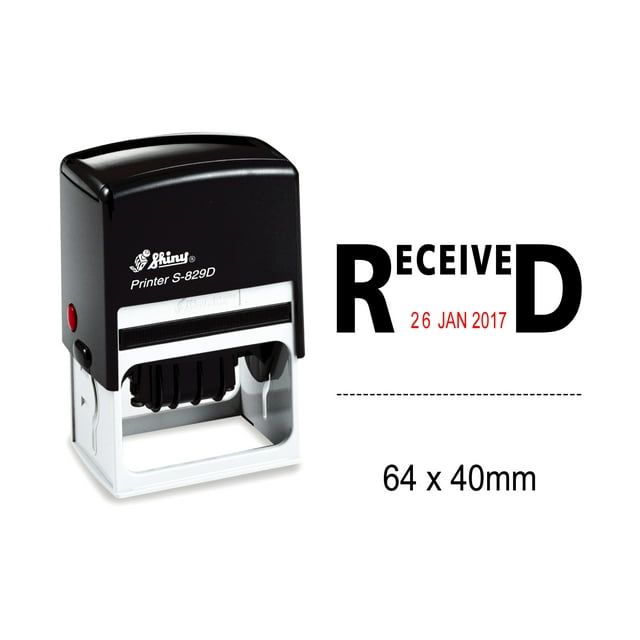 Shiny Date Stamp Self Inking With Received Text Ofiice Stationery Rubber Stamper S-829D