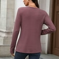 thumbnail image 4 of Holzkary Womens Long Sleeve Henley Shirts Ribbed Button Down Casual Tunic Tops Women's Knit Tops Casual Long Sleeve Blouses Slim Fit Button Down V Neck Shirt Brick Red L, 4 of 5