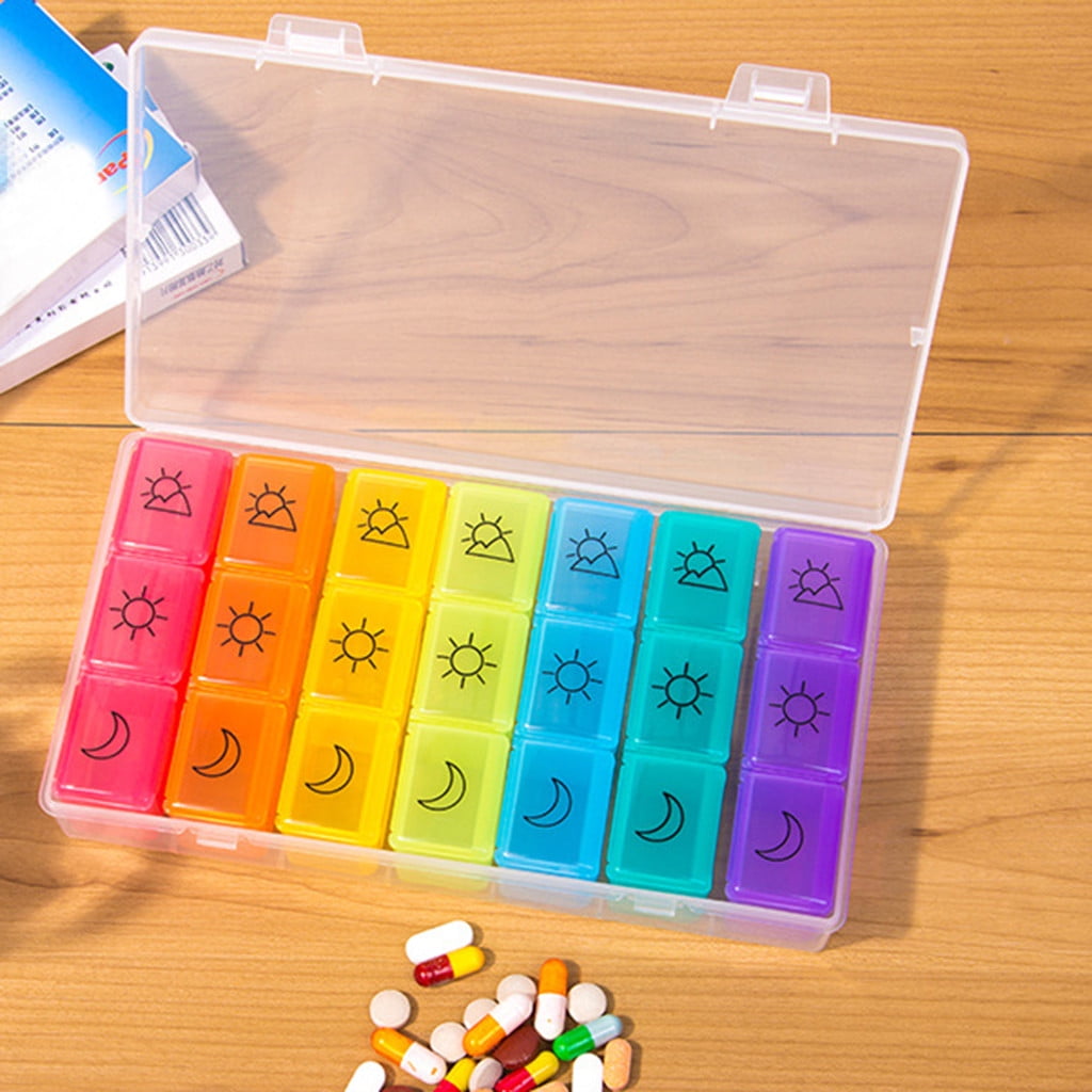 Pill Box 21 Day Medicine Tablet Dispenser Organizer Weekly Storage Case
