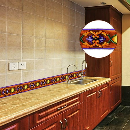 10M PVC Waterproof Tile Floor Waistline Wall Sticker For Kitchen Bathroom