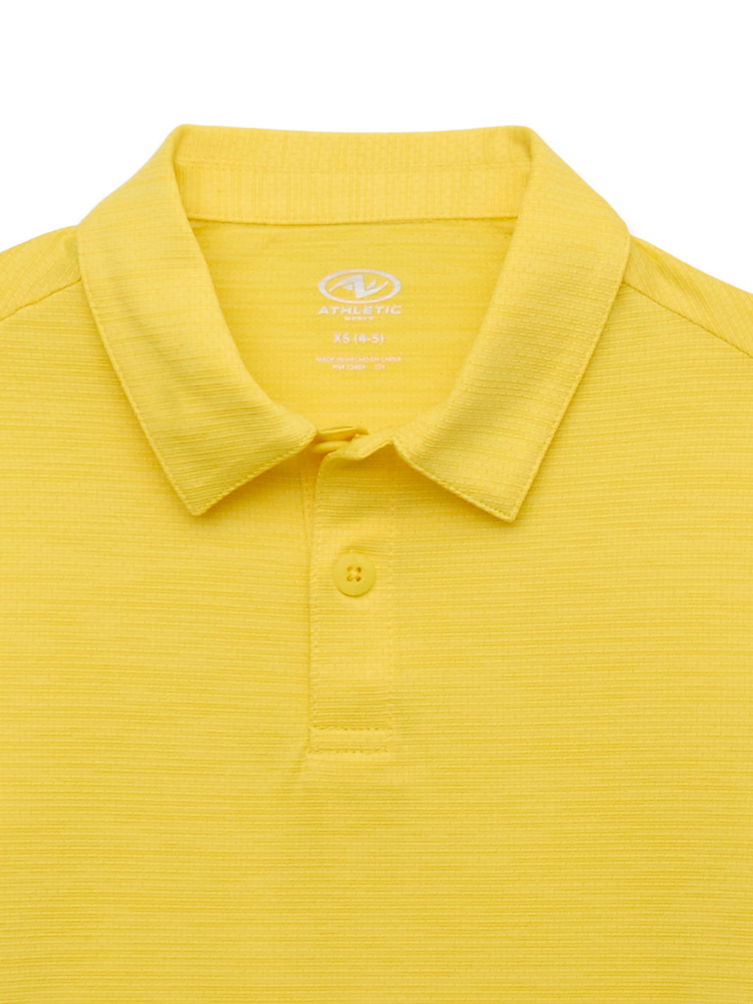Athletic Works Boys Short Sleeve Performance Polo Shirt, Sizes 4-18