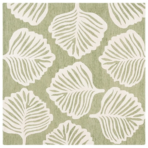 SAFAVIEH Blossom Brynn Floral Area Rug, Ivory/Green, 6' x 6' Square