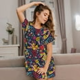 thumbnail image 3 of Naloa Rock Music Print Women Nightgowns,Womens Loungewear,Short Sleeve Sleepwear,Comfy Ladies Nightdress, 3 of 6