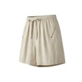 thumbnail image 6 of Hueook Summer Linen Cotton Shorts Baggy Shorts Women Loose Shorts Women's Summer Casual Wide-Leg Loose-Fitting Cargo Shorts Beige L, 6 of 6