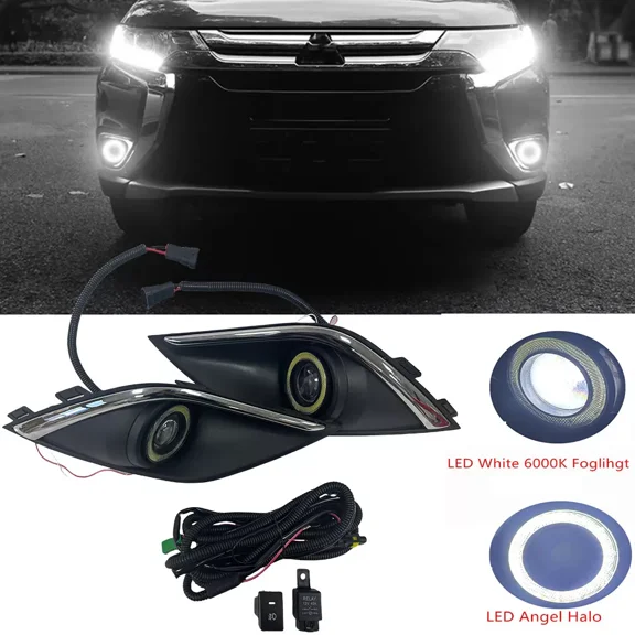 LED DRL Fog Lights Halo Angel Eye Ring for Mitsubishi Outlander & PHEV 2016-2020