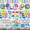 265 Pcs Baby Shark Birthday Decorations for 20 Guests, Baby Shark Party Supplies for Kids, include Banners, Baby Shark Masks, Balloons, Tableware, Cake Topper, Invitation Cards, Gift Bags, Stickers