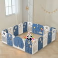 thumbnail image 7 of Kids and Toddlers' Playpen,Kids Activity Center Safety Play Yard for Indoor&Outdoor,Portable,Plastic,Dark blue&White,18 Panels, 7 of 7