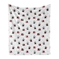thumbnail image 1 of Sheep Soft Flannel Fleece Throw Blanket, Simplistic Furry Animal Cartoon Ball of Wool on Plain Background, Cozy Plush for Indoor and Outdoor Use, 50" x 60", Burgundy Blue Grey, by Ambesonne, 1 of 5