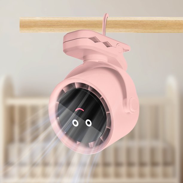 Clip portátil en el ventilador USB recargable ventilador de cochecito de bebé de escritorio pequeño recargable (rosa)