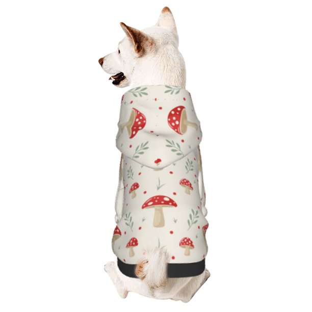 Fotbe Mushroom Sudadera con Estampado para Perros Pequeños – Suéter con Capucha para Mascotas, Tela Suave de Forro Polar con Bolsillo-X-Small