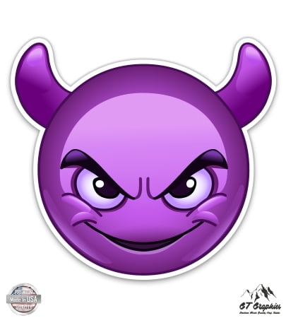 GT Graphics Purple Devil Emoji - 3 inch Vinyl Sticker - for Car Laptop I-Pad Phone Helmet Hard Hat - Waterproof Decal