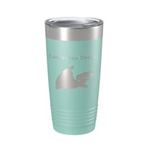 Lac Vieux Desert Tumbler Lake Map Travel Mug Insulated Laser Engraved Coffee Cup Michigan Wisconsin 20 oz Teal