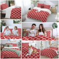 thumbnail image 5 of 3 Piece Quatrefoil Moroccan Pattern Duvet Cover Set California King,Microfiber Comforter/Quilt Cover with Corner Ties and 2 Pillowcases,Geometric Red Backdrop All Season Bedding with Zipper Closure, 5 of 8