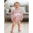 thumbnail image 5 of Miaouyo Infant Baby Girls Fall Romper 0 3 6 9 12 18 Months Plaid Print Bow Embroidery Long Sleeve Ruffled Round Neck Jumpsuit, 5 of 9