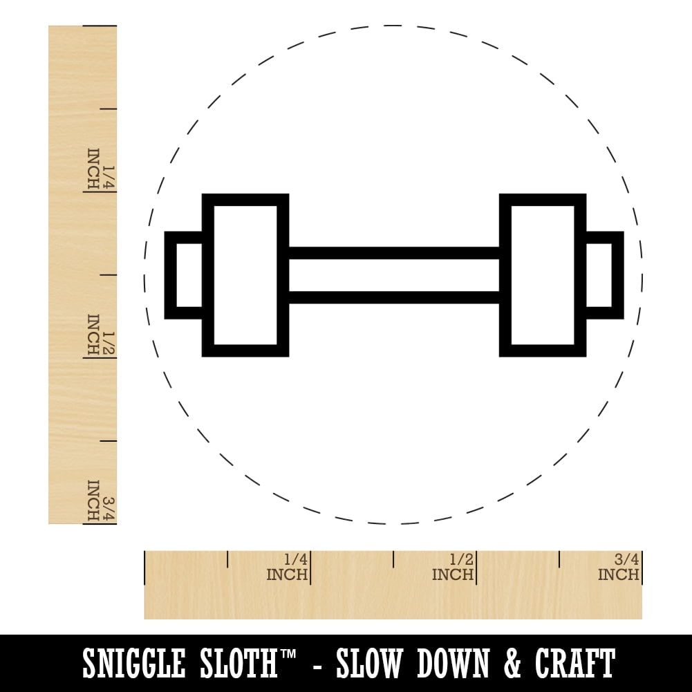 Dumbbell Barbell Weight Lifting Outline Self-Inking Rubber Stamp Ink Stamper - Brown Ink - Small 3/4 Inch
