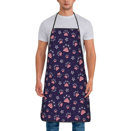 

Apron for Men Women USA Flag star Print Waterproof Chef Kitchen Baking Apron with Long Ties Aprons for Cooking Baking and Gardening Kitchen Collection