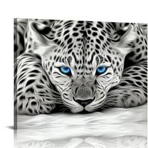 EastSmooth  Cheetah Blue Eyes Leopard Animal Black and White Abstract Poster Canvas Print Wall Art Paintings Poster Pictures For Living Room Home Decor
