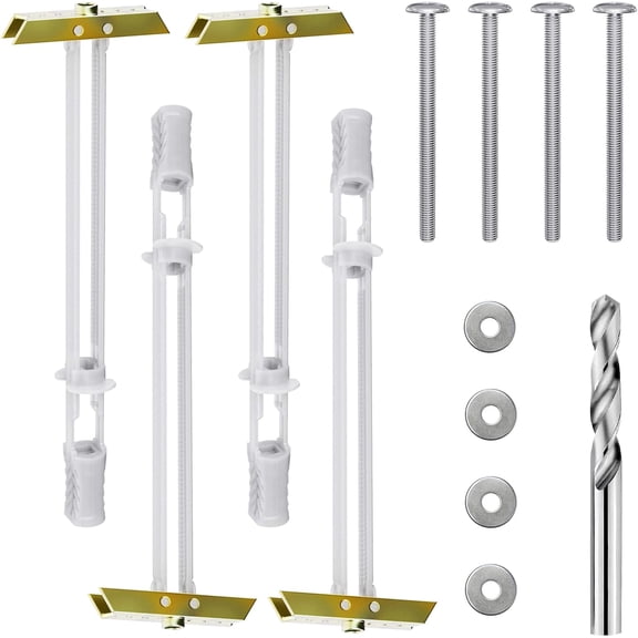 Steel Stud TV Mounting Kit, Metal Stud TV Mount Kit for Tilt & Low Profile Televison, Drywall Anchors, 4 Wall Anchors (1/4) & Bolts, Steel Drill Bit and Hardware