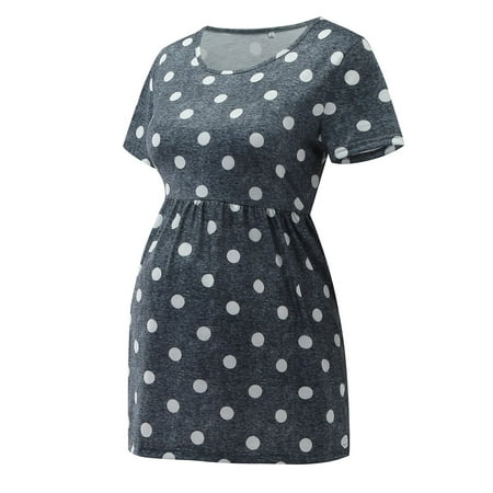 

HGWXX7 Maternity Clothing Womens Maternity Casual Short Sleeve Dot Print T Shirt Tops Pregnant Tunic Blouse