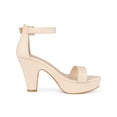 thumbnail image 3 of BLISSFUL STEP Platform Chunky Heel Sandals for Women Beige 7.5, 3 of 7