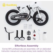 Royalbaby Boys Girls Kids Bike 12 In BMX Freestyle White 2 Hand Brakes Bicycles with Training Wheels Child Bicycle