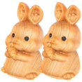 thumbnail image 2 of Rabbit Decor Wood Rabbit Statue Easter Bunny Statue Home Decoration Khaki 5.00X3.00X3.00CM Desktop Ornament 2Pcs, 2 of 5