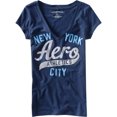 thumbnail image 1 of Aeropostale - Camiseta gráfica para mujer con purpurina Aero New York, azul, pequeña, 1 of 1