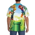 thumbnail image 3 of Lsque Mario print Men's Cuban Collar Short Sleeve Shirt Summer Beachwear Casual Button Down Fashionable Vacation Leisure Shirt-XX-Large, 3 of 7