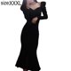 thumbnail image 2 of Laklulu Mini vestido de fiesta fruncido de manga larga con cuello en V cuadrado sexy para mujer, XXXL, 2 of 5