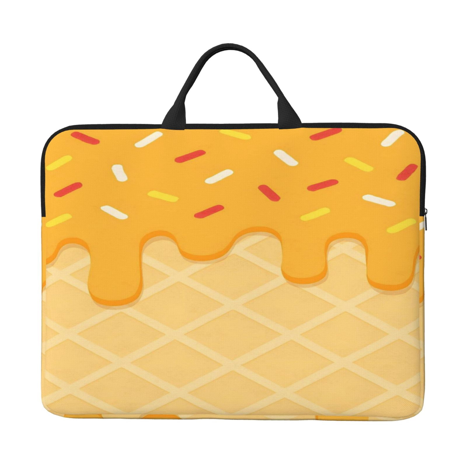 Laptop Sleeve Bag For Women Men 14inch Waterproof Durable Protective Computer Carrying Cover Handle Laptop Case Bag Ice Cream Orange