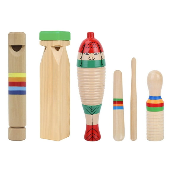 Tachiuwa Montessori Percussion Instruments Bois pour Bébés Garçons Filles Fête Jouets 6 Pièces