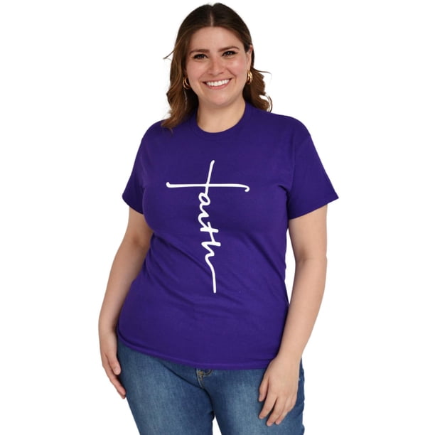 Playera Roman Fashion /Tallas Extras, 9001-13 FAITH (Morado) violeta oscuro 36 Roman Fashion PL9001-13-MORADO