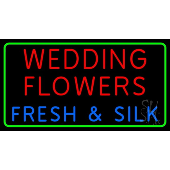 Wedding Flowers LED Neon Sign 20" Tall x 37" Wide - inches, Black Square Cut Acrylic Backing, with Dimmer - Premium built indoor Sign for Storefront, Store interior.