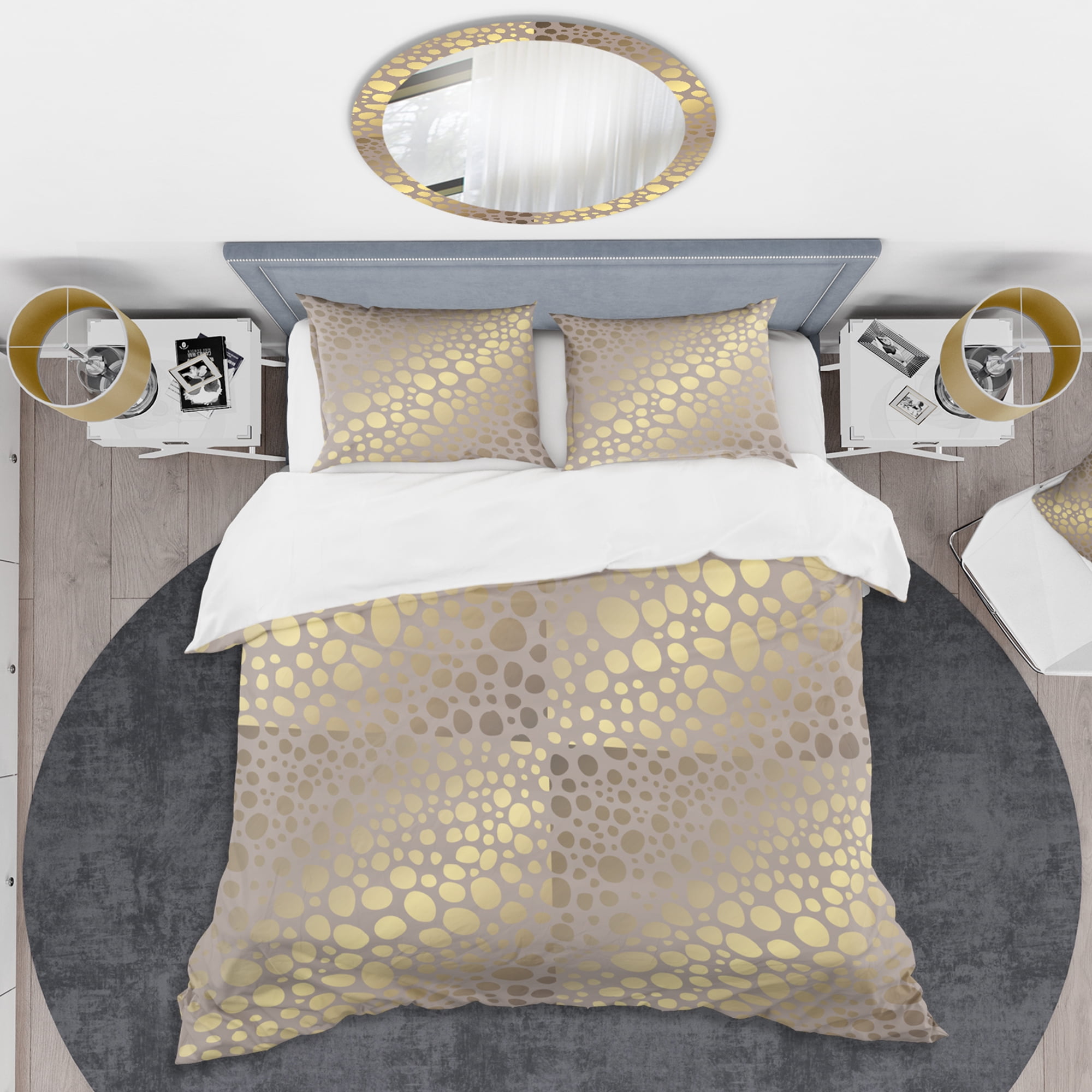 Designart 'Golden Marble Design III' Mid-Century Modern Duvet Cover Set
