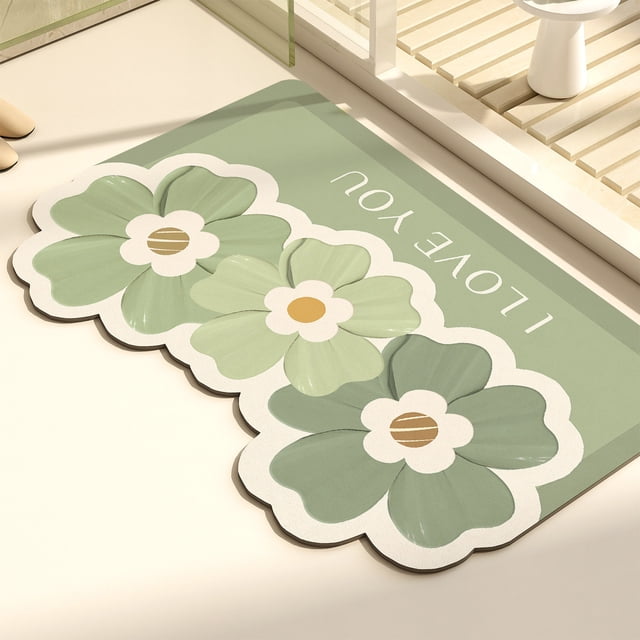 TIMIFIS Bathroom Rugs Flower Diatom Mud Absorbent Drying Soft Mat Bathroom Door Mat Toilet Non Slip Mat Bathroom Floor Mat Bath Mat
